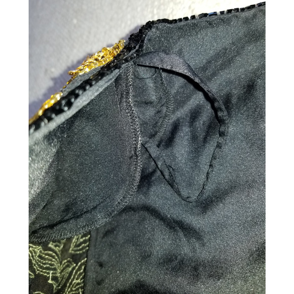 Womens Top-ROAMAN'S-'Black/Bronze' beaded silky holiday formal whimsigoth-24W - Picture 6 of 8